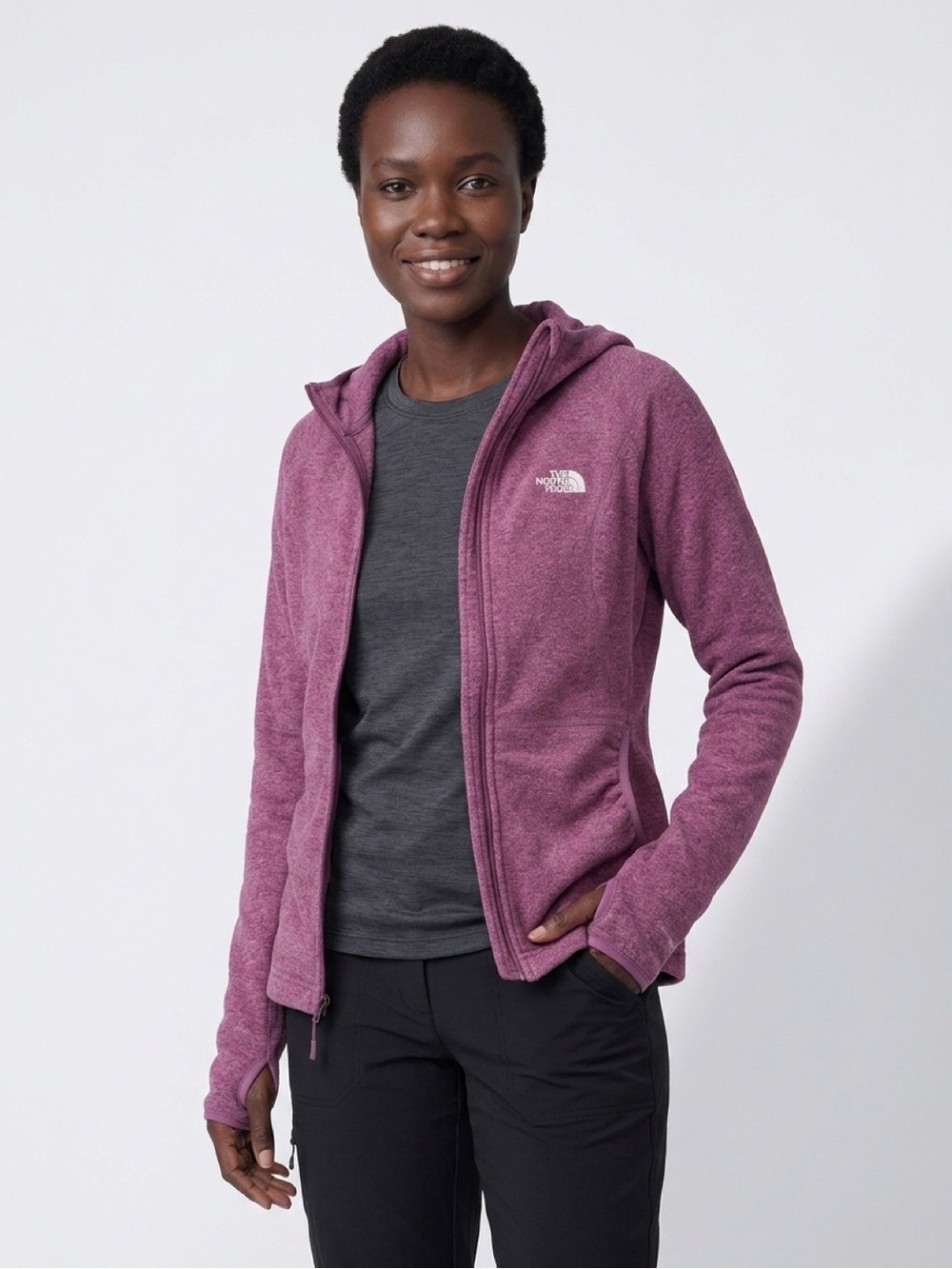 The North Face Womens Medium Purple Full Zip Fleece Hoodie Jacket TKA 100
